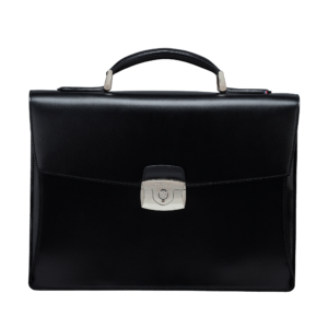 Serviette 1 Soufflet Line D Cuir Lisse Noir