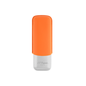 S.T. Dupont Étui Double Cigares Orange Grainé Chrome