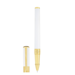 S.T. Dupont Stylo Plume Initial Blanc Laqué et Or